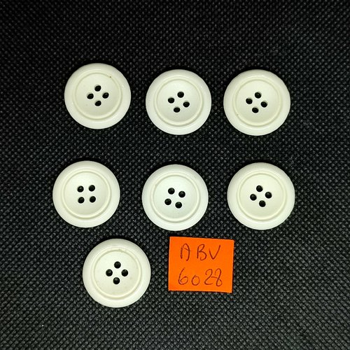 7 boutons en résine blanc - 22mm - abv6028