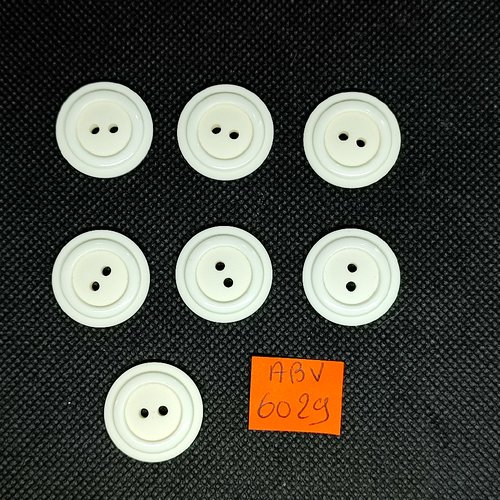 7 boutons en résine blanc - 22mm - abv6029