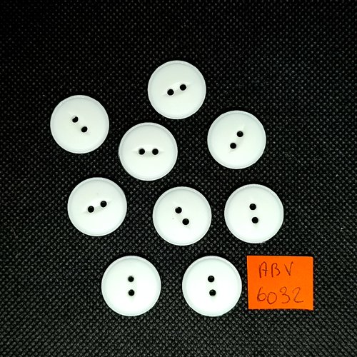 9 boutons en résine blanc - 19mm - abv6032