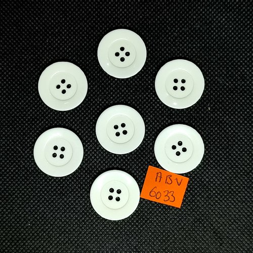 7 boutons en résine blanc - 22mm - abv6033