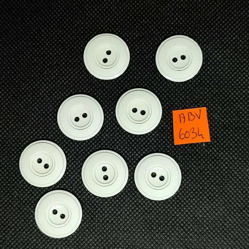 8 boutons en résine blanc - 21mm - abv6034