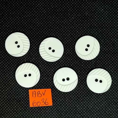 6 boutons en résine blanc - 18mm - abv6036
