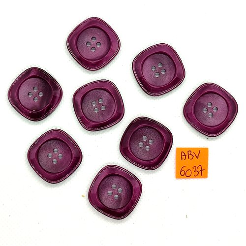 7 boutons en résine violet - 24x24mm - abv6037