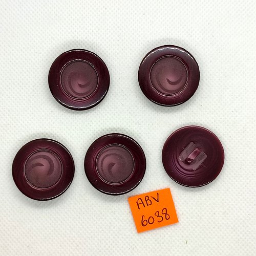 5 boutons en résine violet - 28mm - abv6038