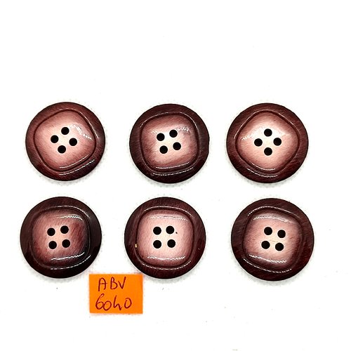 6 boutons en résine marron - 27mm - abv6040