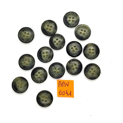15 boutons en résine gris/vert - 15mm - abv6041