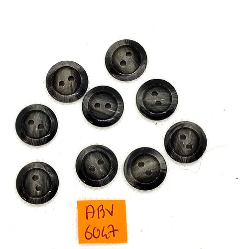 9 boutons en résine gris - 15mm - abv6047