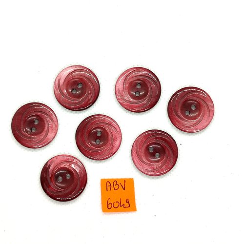 7 boutons en résine bordeaux - 22mm - abv6049