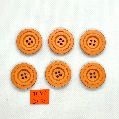 6 boutons en résine saumon/orange - 27mm - abv6058