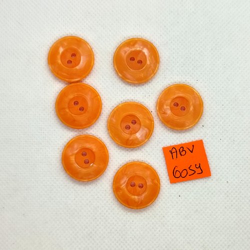 7 boutons en résine orange - 21mm - abv6059