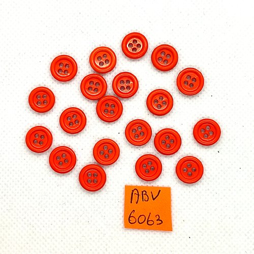 20 boutons en résine orange foncé - 10mm - abv6063