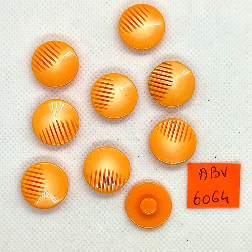 9 boutons en résine orange - 16mm - abv6064