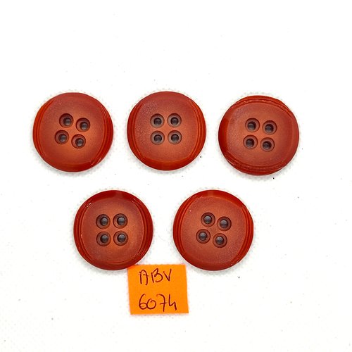 5 boutons en résine marron - 26mm - abv6074