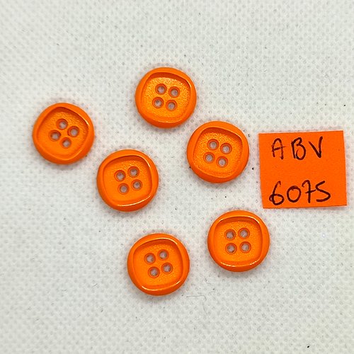 6 boutons en résine orange - 14x14mm - abv6075