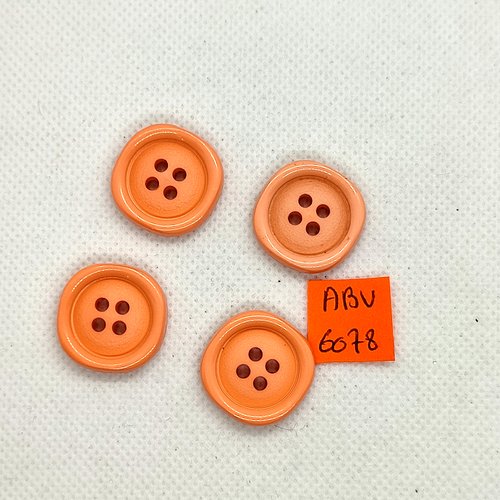 4 boutons en résine rose/orangé - 21x21mm - abv6078