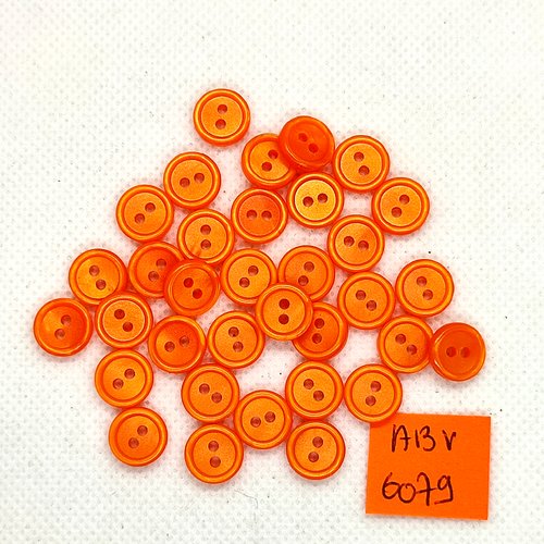 34 boutons en résine orange - 10mm - abv6079