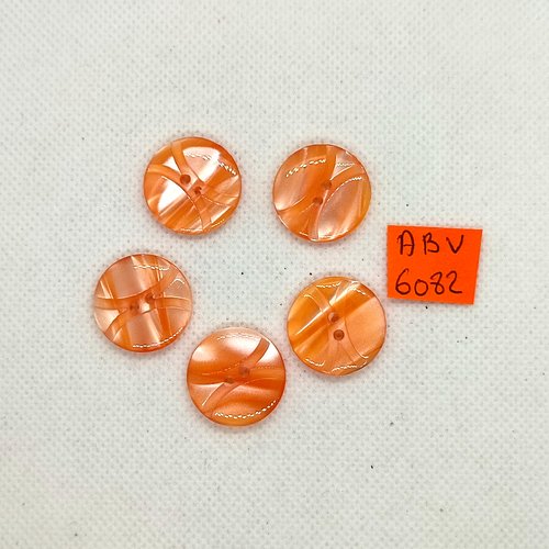 5 boutons en résine orange - 20mm - abv6082