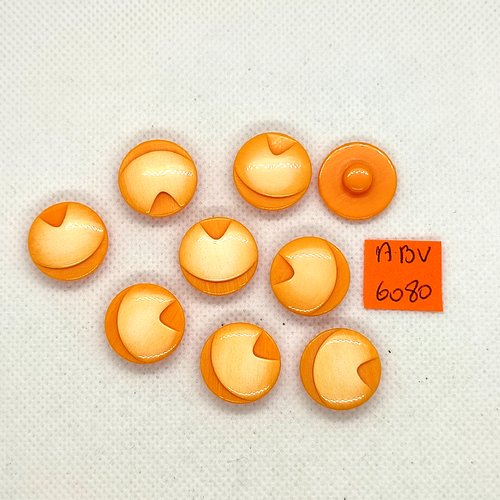 9 boutons en résine orange - 18mm - abv6080