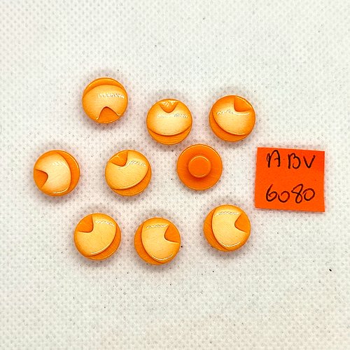 8 boutons en résine orange - 12mm - abv6080