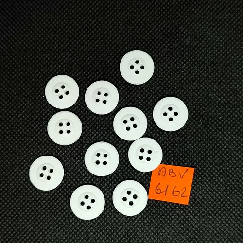 11 boutons en résine blanc - 15mm - abv6162