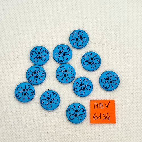 11 boutons fantaisie en résine bleu - 15mm - abv6154