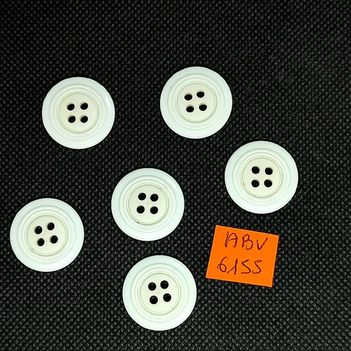 6 boutons en résine blanc - 22mm - abv6155