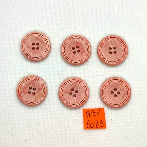 6 boutons en résine rose - 23mm - abv6089
