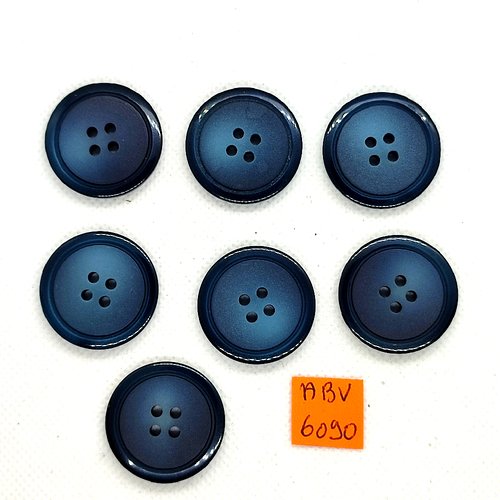 7 boutons en résine bleu - 27mm - abv6090