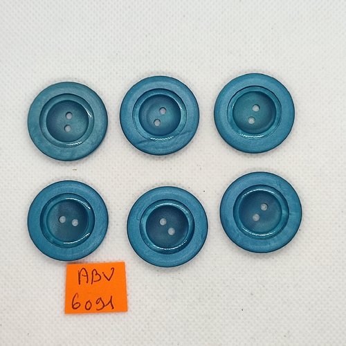6 boutons en résine bleu - 27mm - abv6091