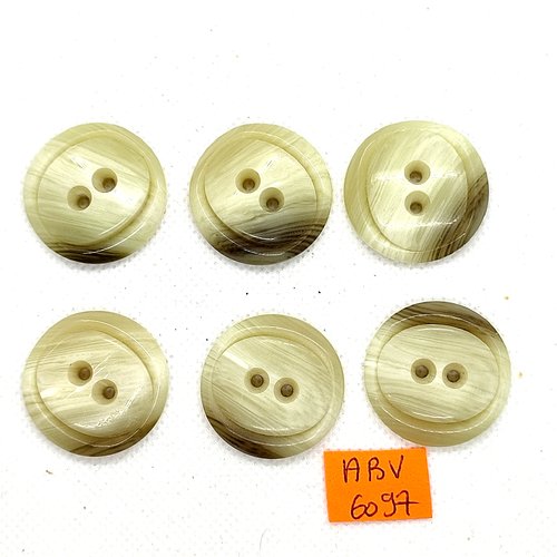 6 boutons en résine beige - 28mm - abv6097