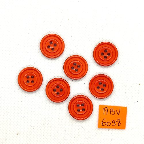 7 boutons en résine orange foncé - 17mm - abv6098
