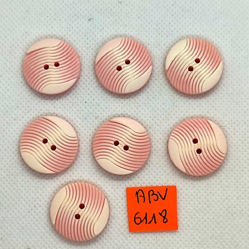 7 boutons en résine rose - 22mm - abv6118