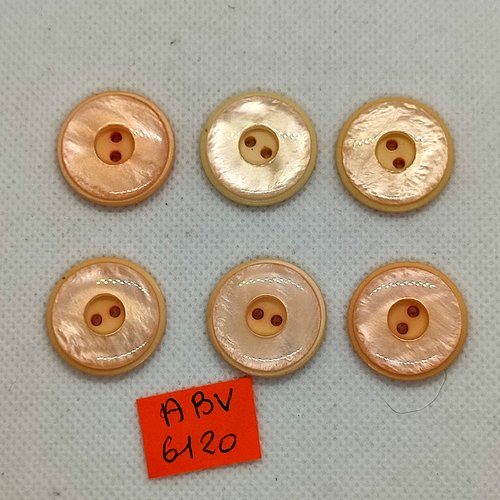 6 boutons en résine rose/orange - 23mm - abv6120