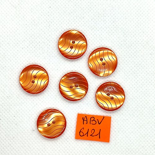 6 boutons en résine orange - 17mm - abv6121