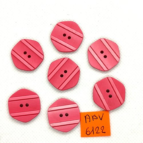 7 boutons en résine rose foncé - 22mm - abv6122