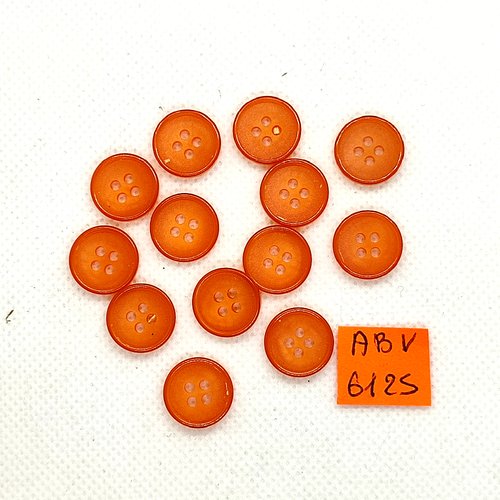 13 boutons en résine orange foncé - 14mm - abv6125