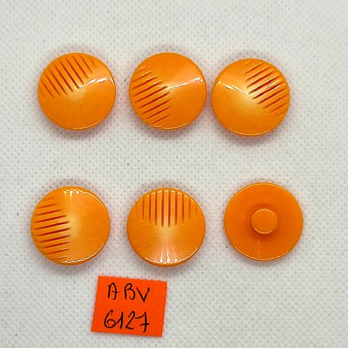 6 boutons en résine orange - 22mm - abv6127