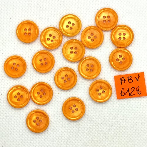 17 boutons en résine orange clair - 15mm - abv6128