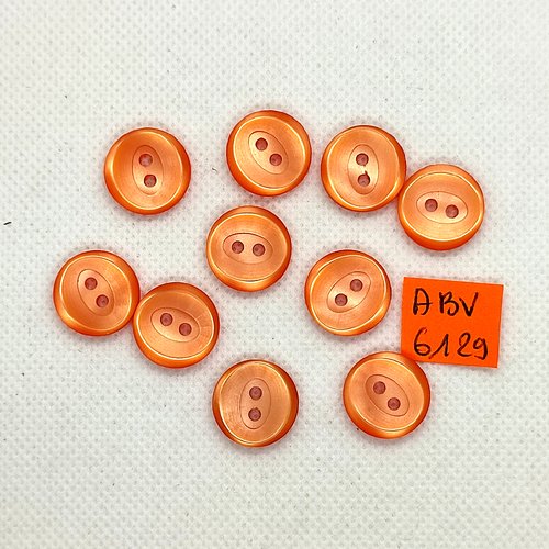 10 boutons en résine orange - 15mm - abv6129