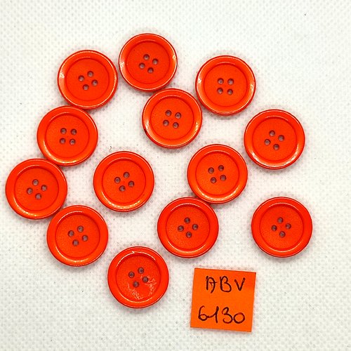 13 boutons en résine orange - 18mm - abv6130
