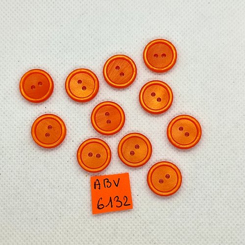 11 boutons en résine orange - 15mm - abv6132