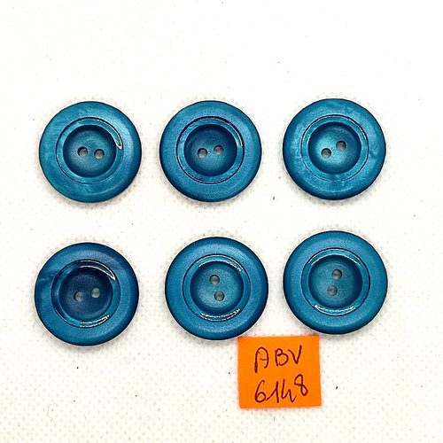 6 boutons en résine vert/bleu - 22mm - abv6148