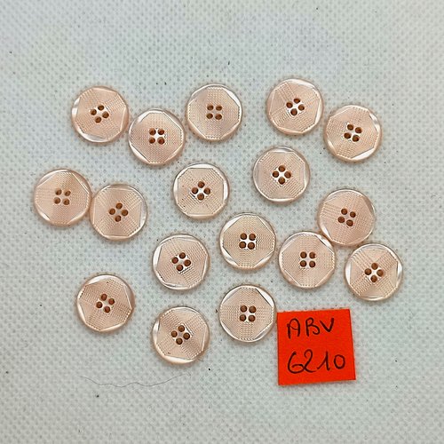 17 boutons en résine rose pale - 14mm - abv6210