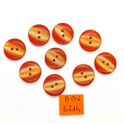 9 boutons en résine orange - 17mm - abv6214
