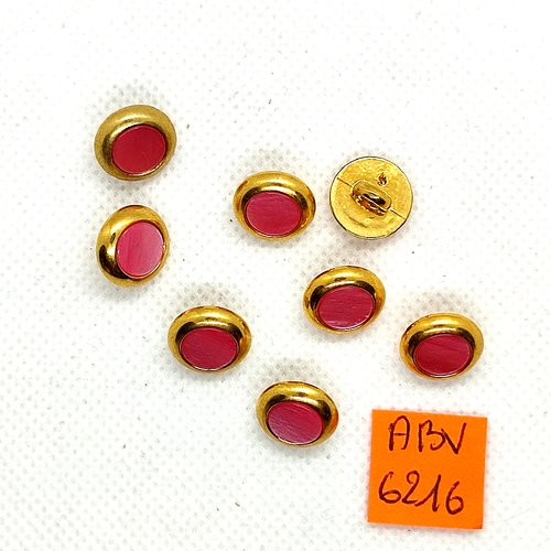 8 boutons en résine doré et rose - 12mm - abv6216