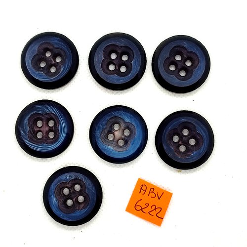 7 boutons en résine bleu foncé - 27mm - abv6222