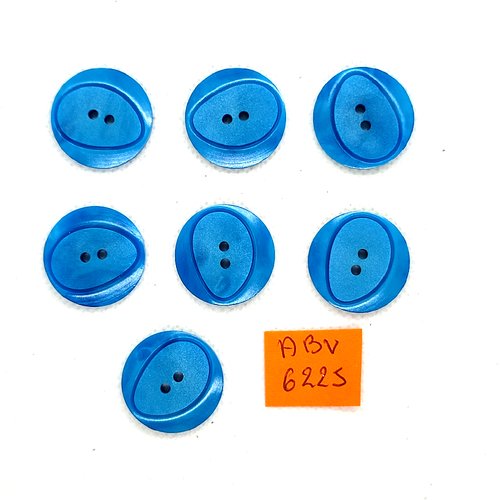 7 boutons en résine bleu - 22mm - abv6225