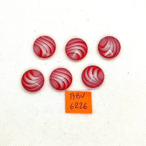7 boutons en résine rouge et blanc - 17mm - abv6226