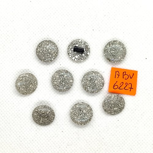 9 boutons en résine gris - 14mm - abv6227