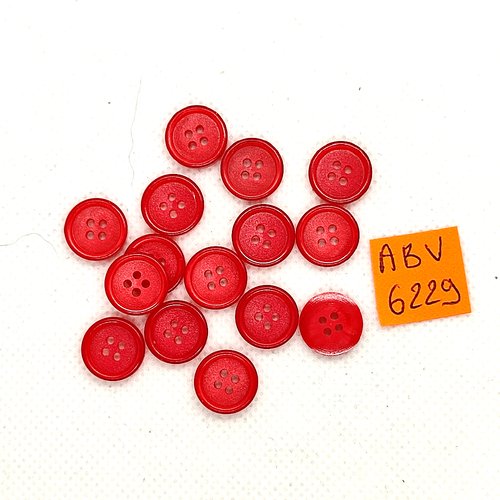15 boutons en résine rouge - 12mm - abv6229